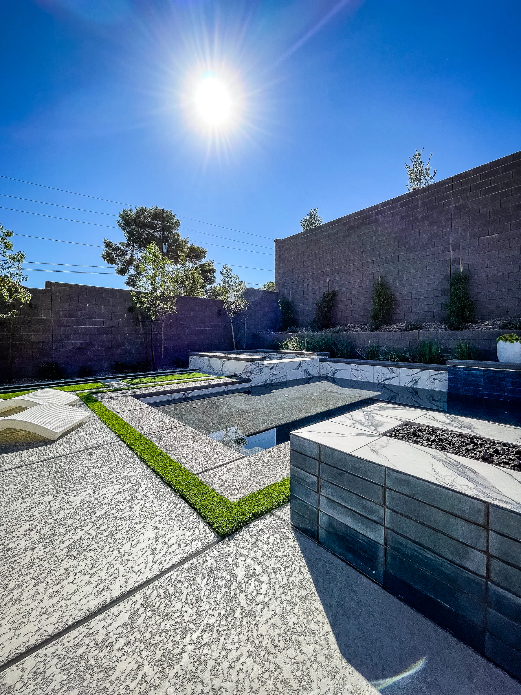 Fountain finished pool and outdoor living project, view 4