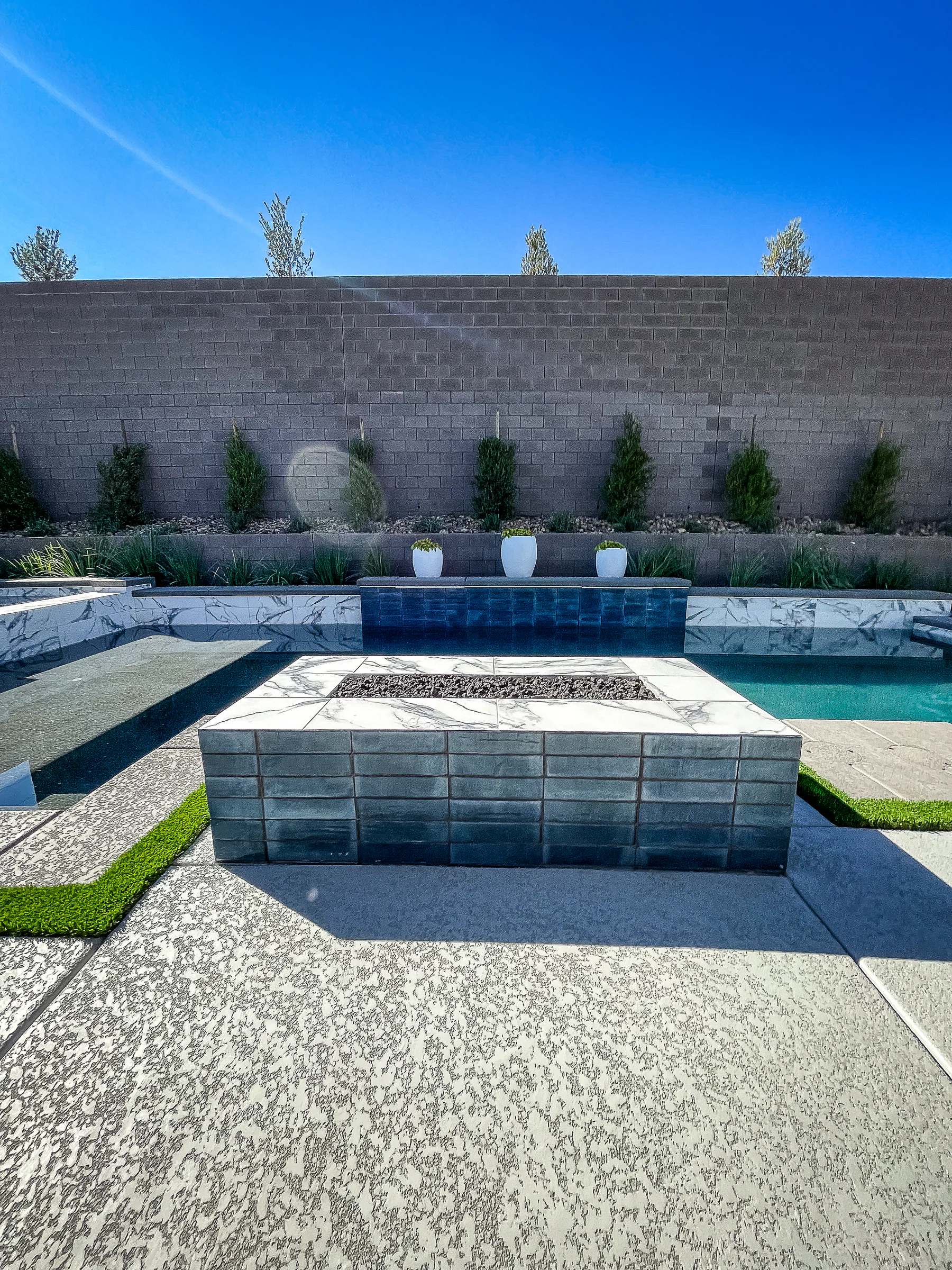 Fountain finished pool and outdoor living project, view 5