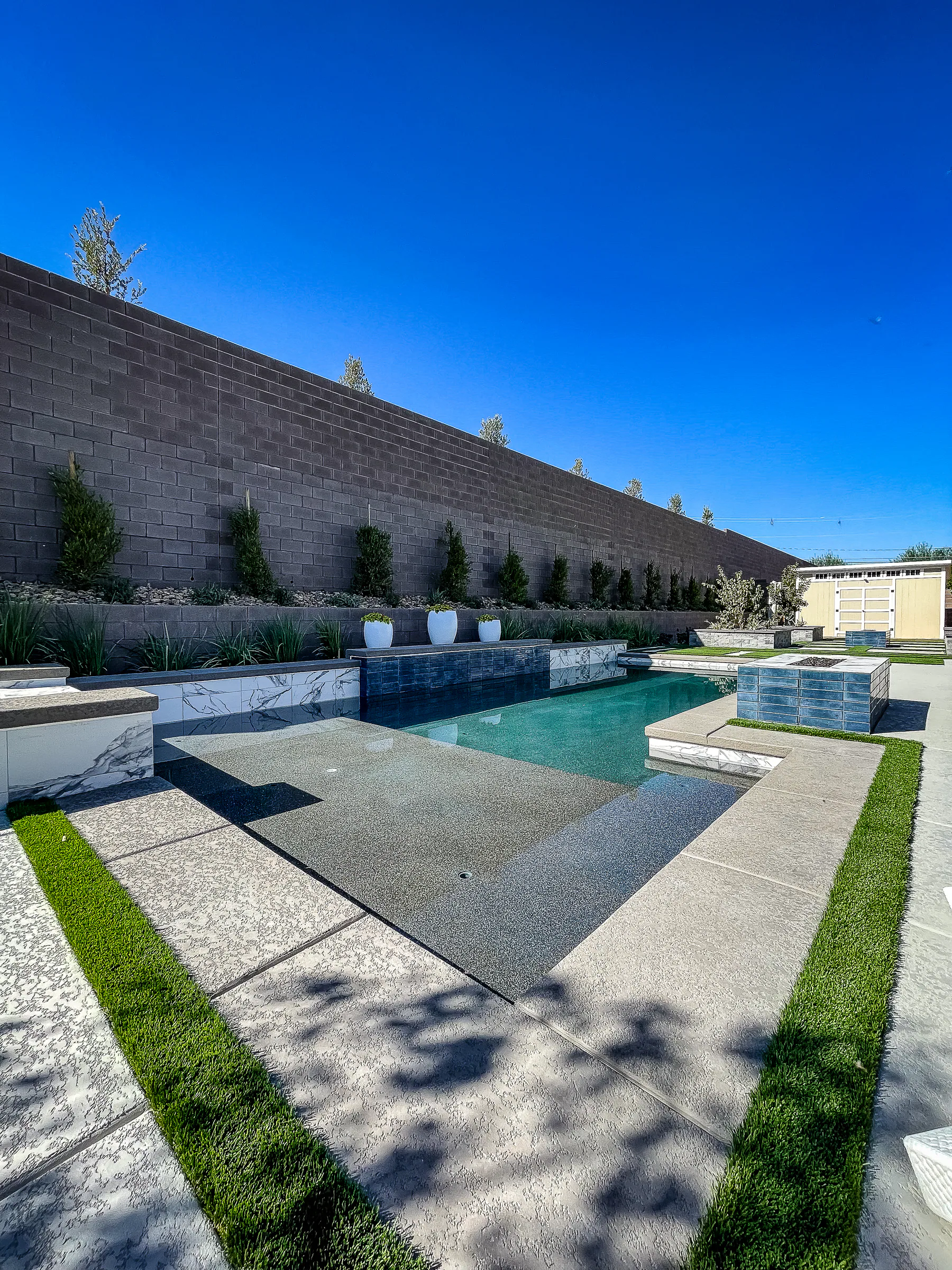 Fountain finished pool and outdoor living project, view 6