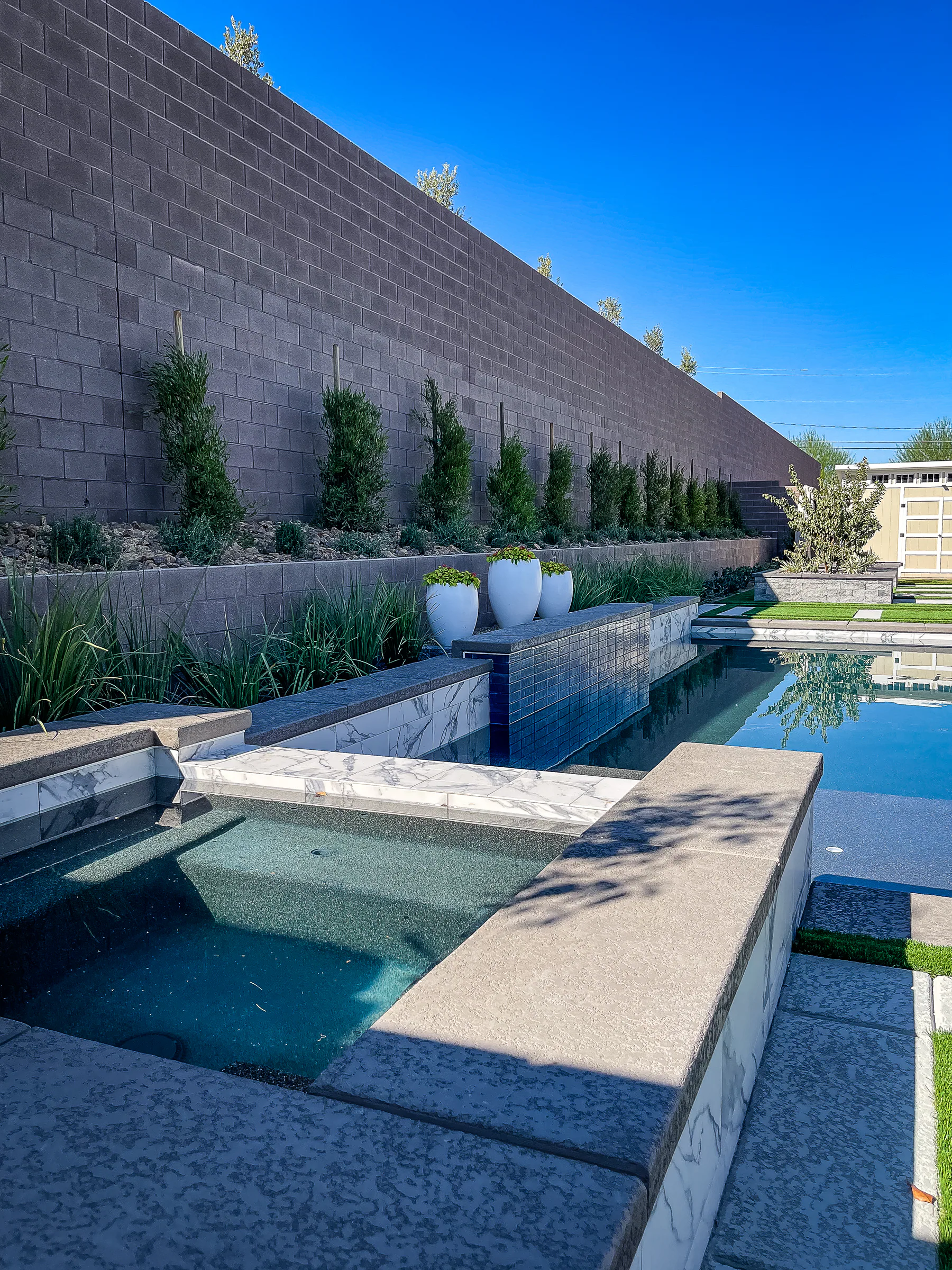 Fountain finished pool and outdoor living project, view 7
