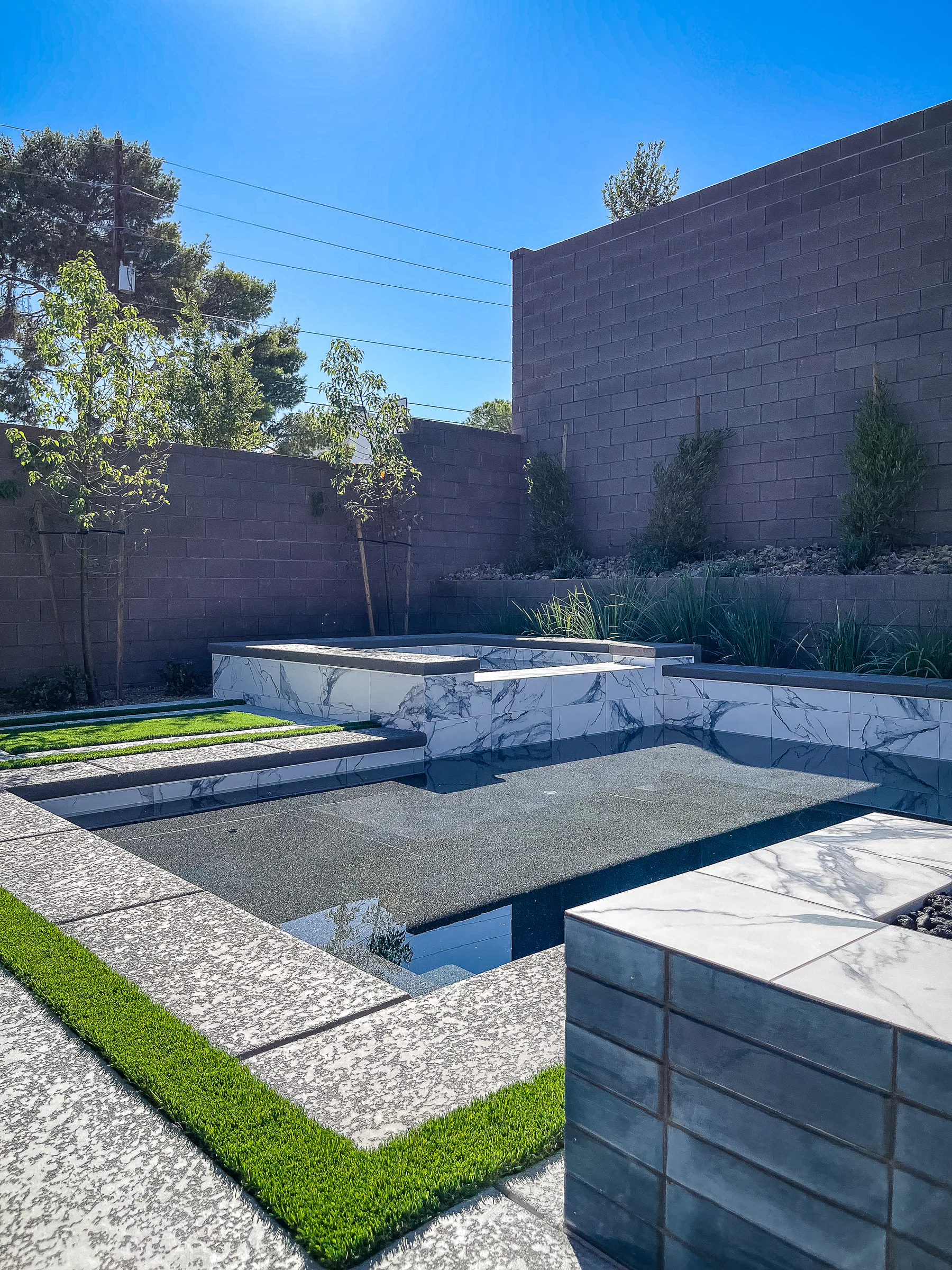 Fountain finished pool and outdoor living project, view 3